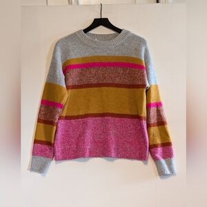 Lou & Grey LOFT Striped Sweater Medium Cozy Knit Pullover Crew Soft Casual Work